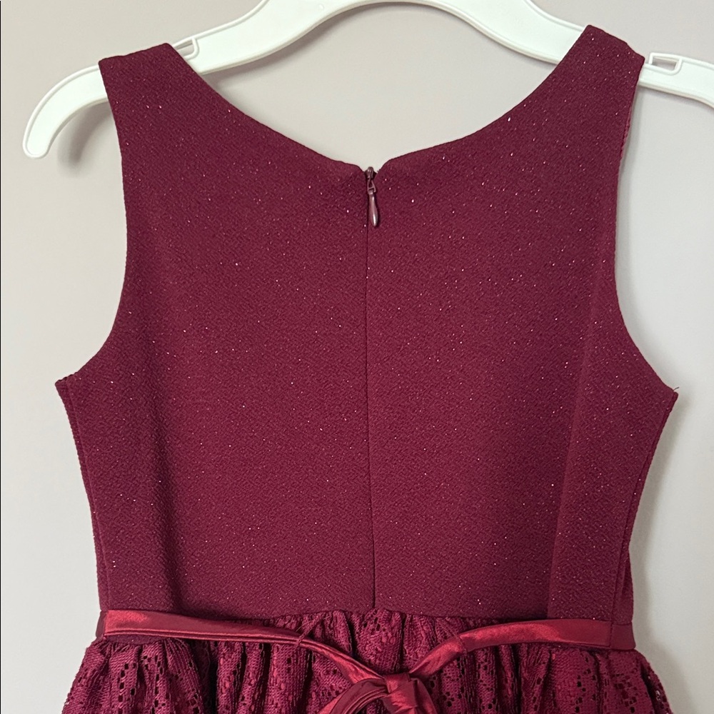Emily West Burgundy Lace and Sparkle Kids Dress size 7 - NWOT - Picture 5 of 7